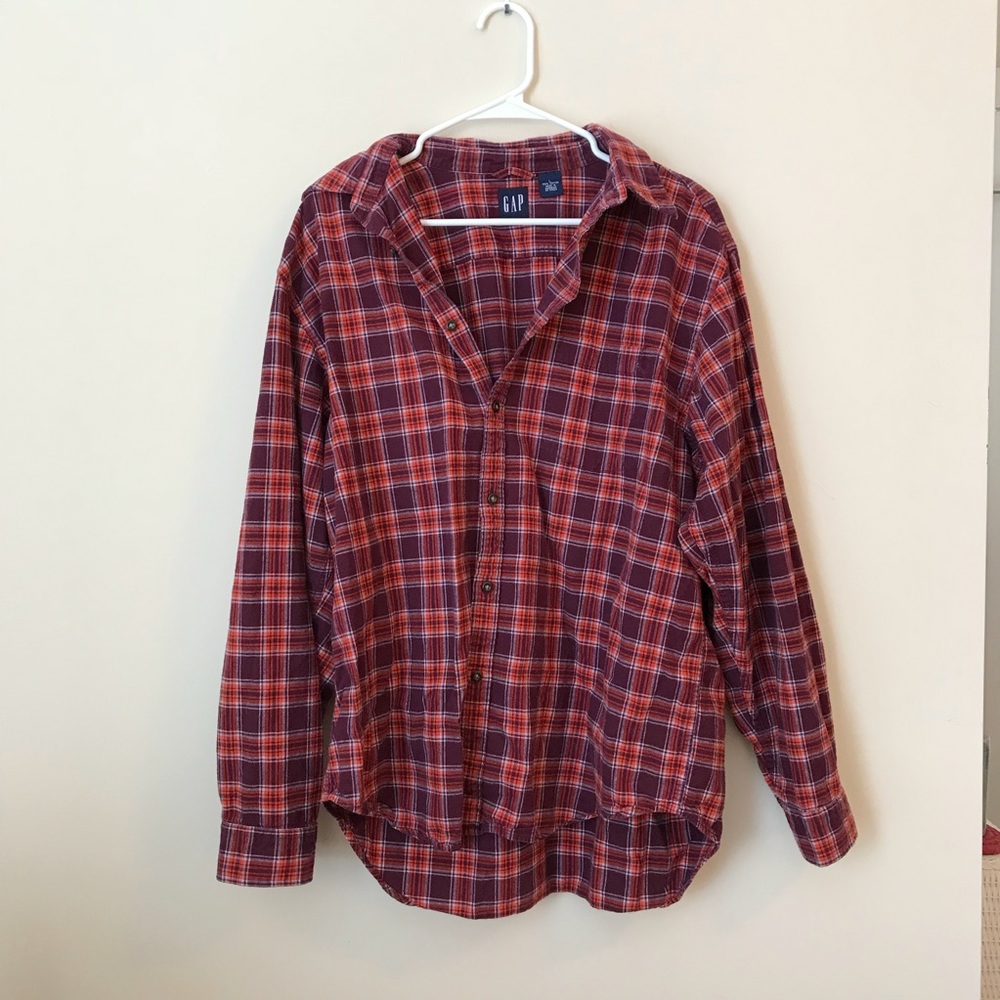 Maroon and orange hokie gap flannel size L